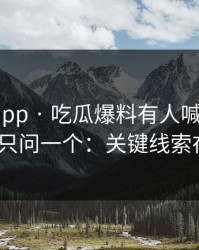 黑料网app · 吃瓜爆料有人喊“实锤” · 我只问一个：关键线索在哪？
