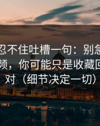 我真的忍不住吐槽一句：别急着吐槽新91视频，你可能只是收藏回看没调对（细节决定一切）