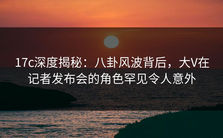17c深度揭秘：八卦风波背后，大V在记者发布会的角色罕见令人意外
