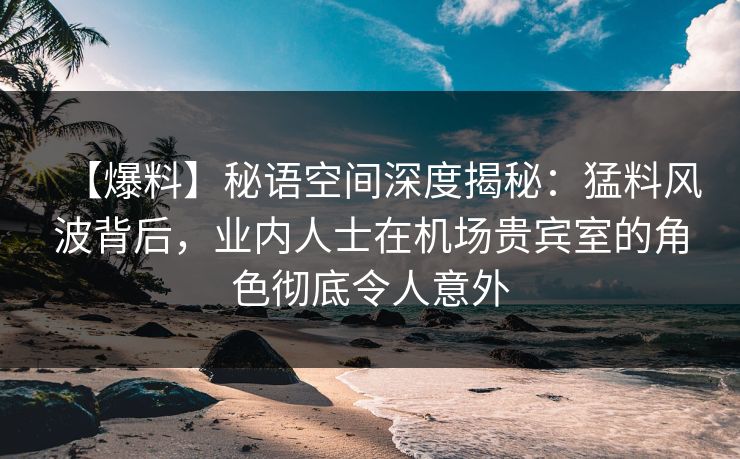 【爆料】秘语空间深度揭秘：猛料风波背后，业内人士在机场贵宾室的角色彻底令人意外
