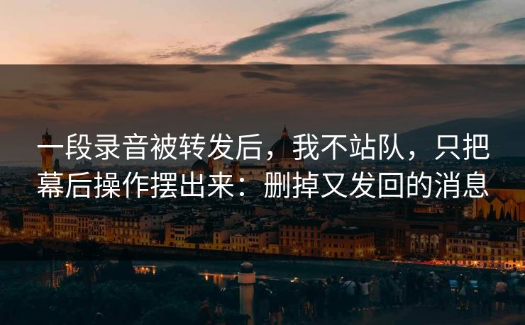 一段录音被转发后，我不站队，只把幕后操作摆出来：删掉又发回的消息