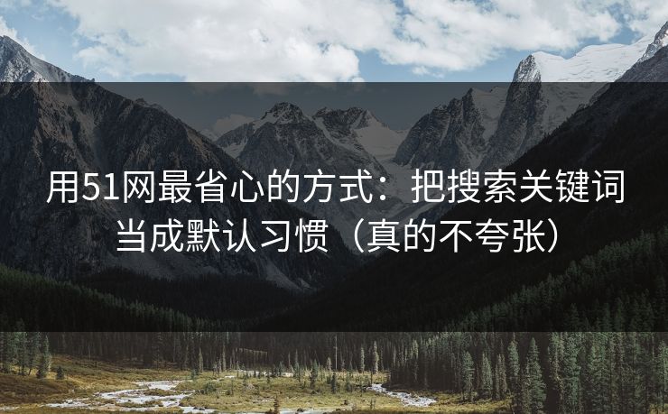 用51网最省心的方式：把搜索关键词当成默认习惯（真的不夸张）